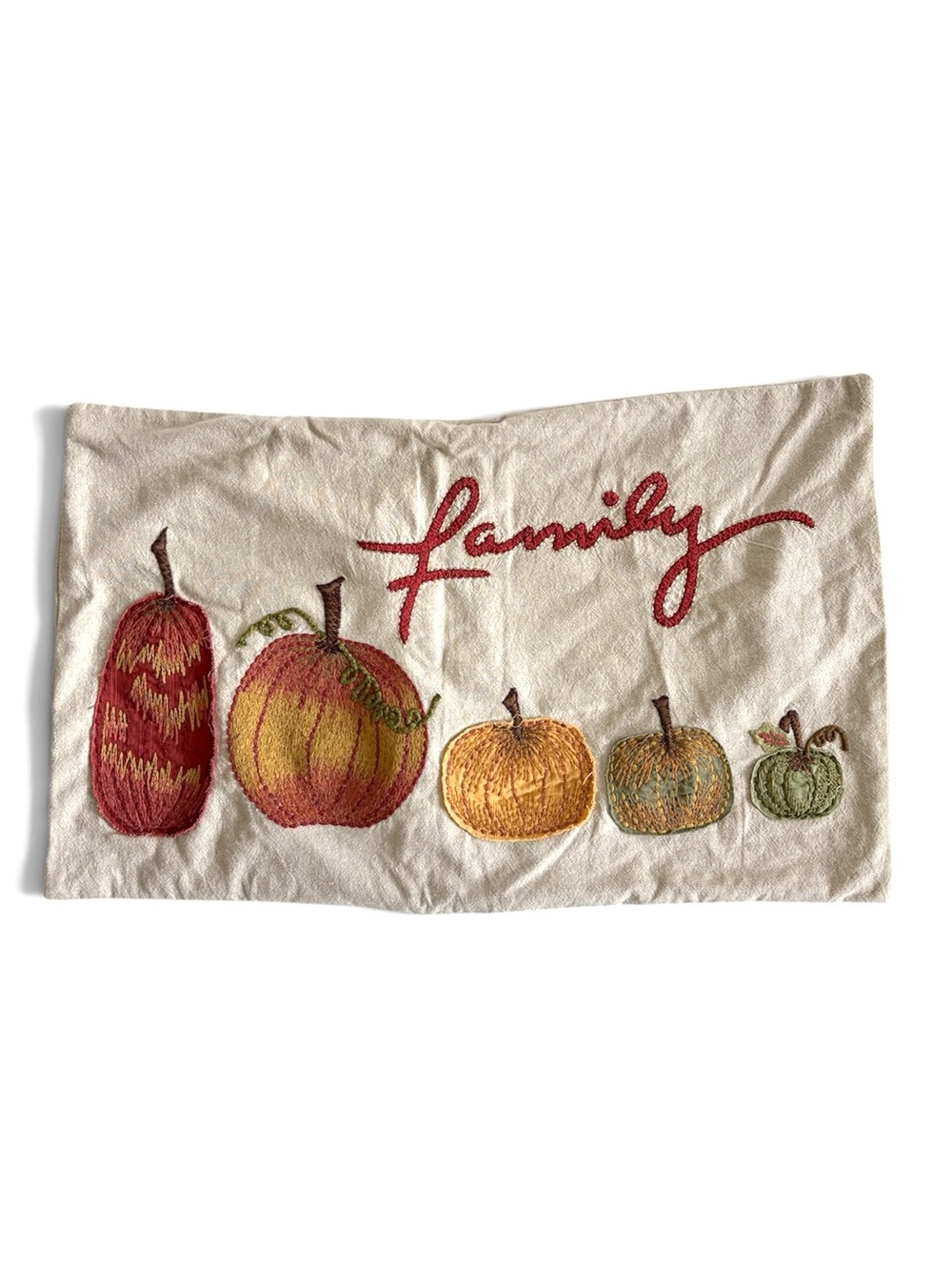 Pottery Barn Farmhouse Family Lumbar Pillow Cover 16x26 Autumn Pumpkin Decor